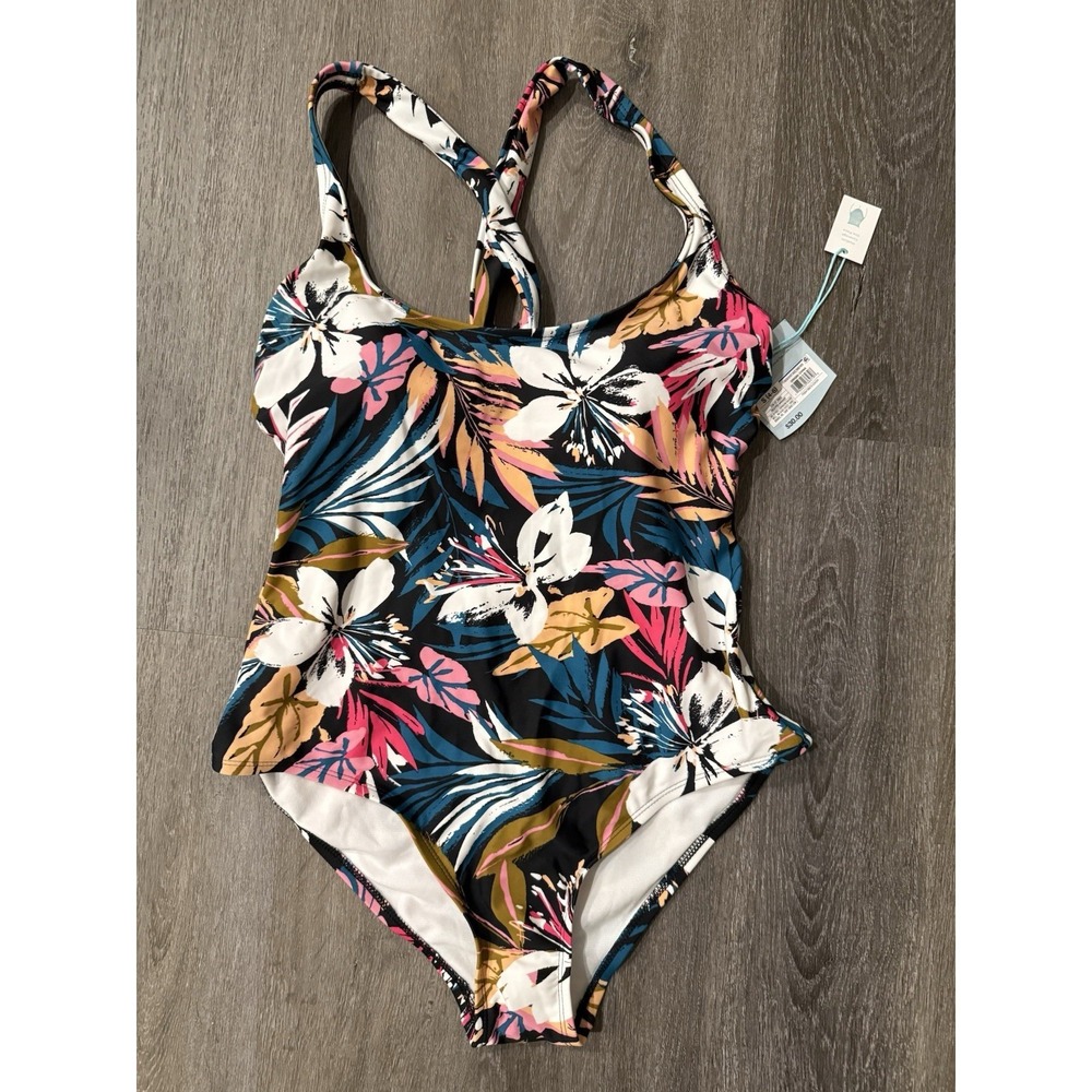 women s size small 4-6 Tropical one piece swimsuit medium coverage shade & Shore